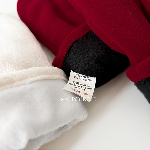 JACOB 2 Pairs Polar Fleece Lined Mittens, Red and Off-White - Picture 12 of 12